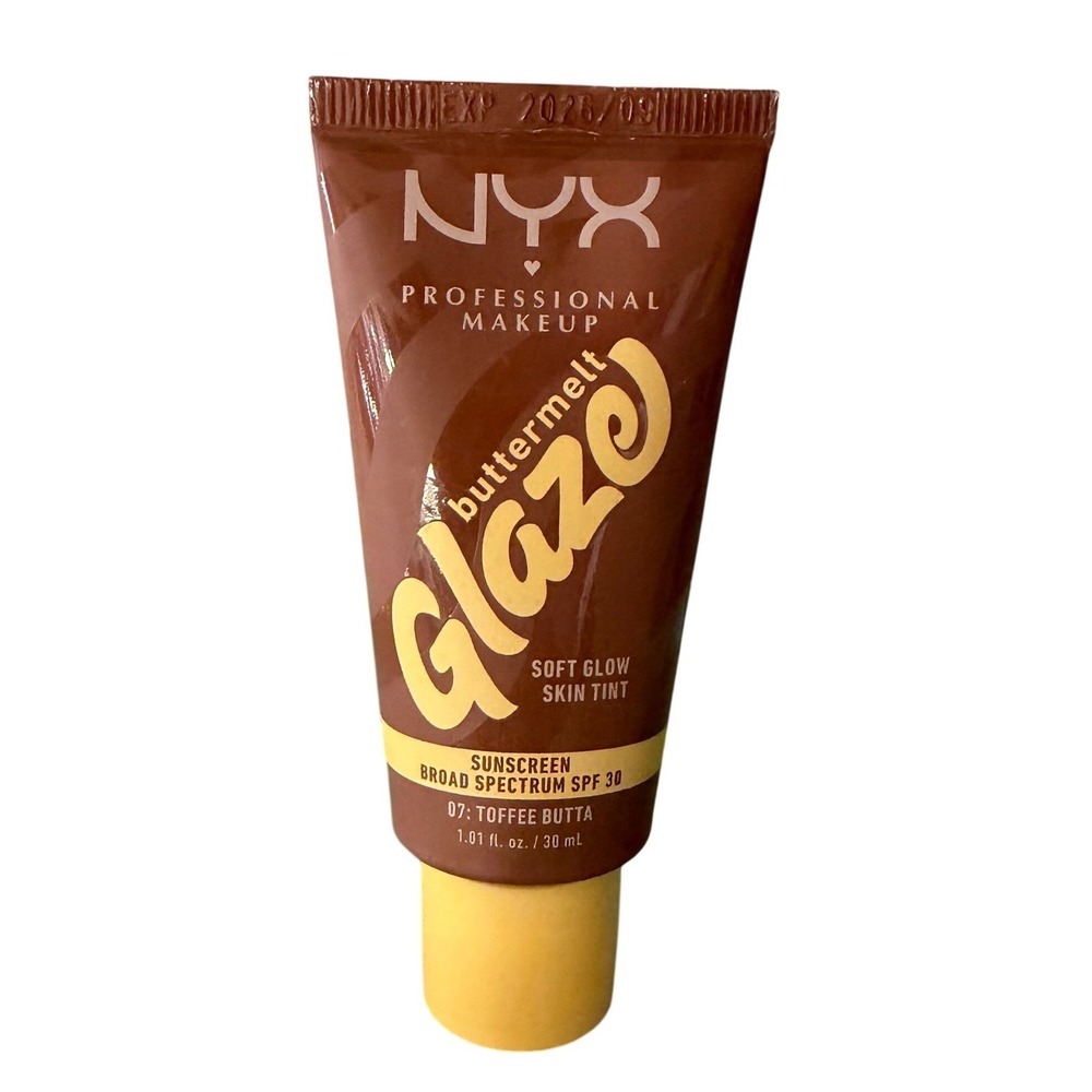 NYX Buttermelt Glaze Skin Tint 07 Toffee Butta SPF 30 1oz Soft Glow Foundation